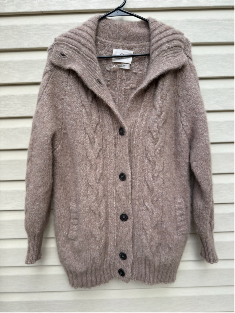 AG Adriano Goldschmied Baby Alpaca Wool Cable Knit Cardigan M/L Italy - Picture 2 of 11